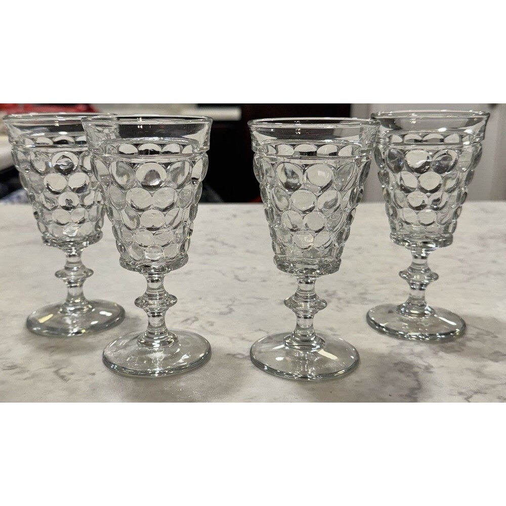 4 Vintage Westmoreland Thousand Eye Clear Glass Claret Wine Stem 1932-1956